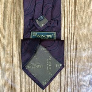 Principe Silk Men’s Tie Burgundy Made In Italy 100% Silk Men’s Necktie 62.5x3.9”